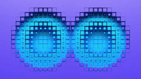 Two circular voxel holes Vídeo Stock 156715376