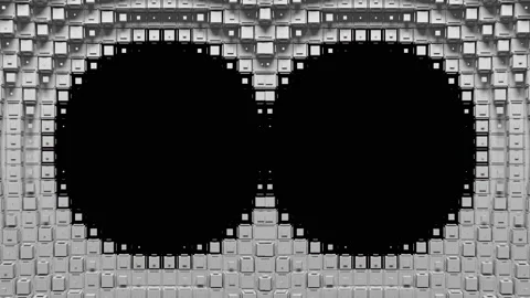 Two circular voxel holes 스톡 동영상 156718368
