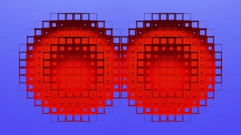 Two circular voxel holes Stock Footage 156720743