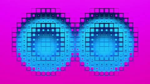 Two circular voxel holes Stockbeeldmateriaal 156721479