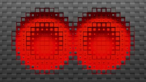 Two circular voxel holes Stock Footage 156731755