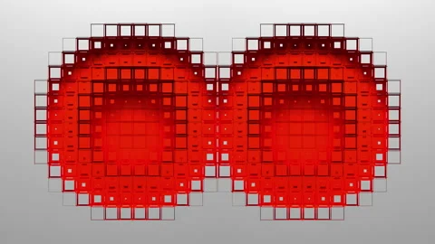 Two circular voxel holes Stock Footage 156756694