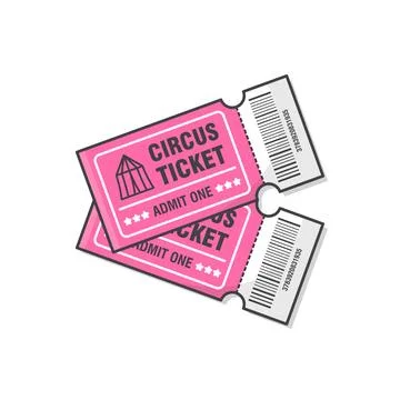 Two Circus Tickets Vector Icon Illustration. Ticket For Entrance To The Event Illustrazione stock