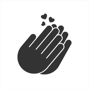Two clapping hands for applause with a heart of gratitude coming out of them. Stock Illustration