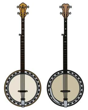 Two classic five string banjo Stock Illustration