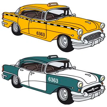 Two classic taxi Stock Illustration