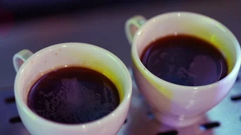 Two classic white cups of espresso. Stock Footage 229567231