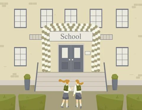 Two classmates, classfellows or friends walk and talk or chat Stock Illustration