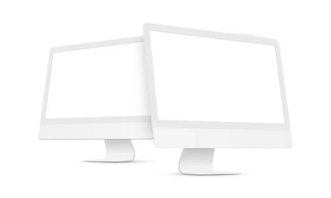 Two Clay Desktop PCs with Perspective Side Views Stock Illustration
