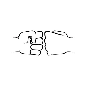 Two clenched fists bumping. Conflict, protest, brotherhood or clash concept Stock Illustration