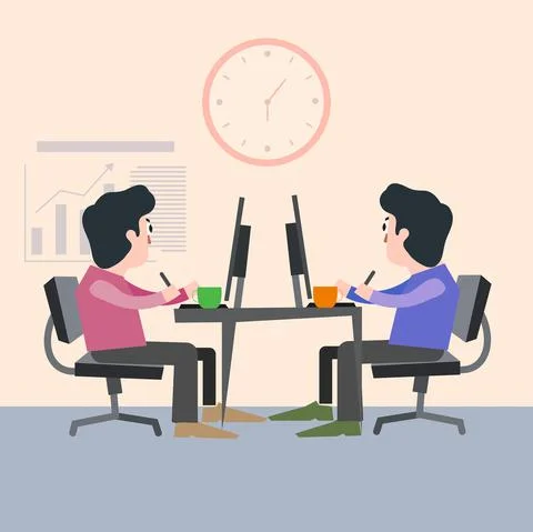 Two clerks in the office Stock Illustration