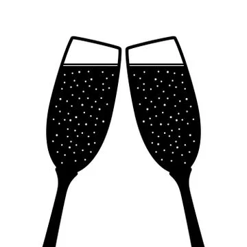 Two clinking glasses with sparkling wine  Stock Illustration