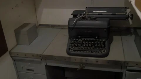 Two Clips Of Old Antique Typewriter, USS Bowfin Submarine, Pearl Harbor, Hawaii Stock Footage 154497466