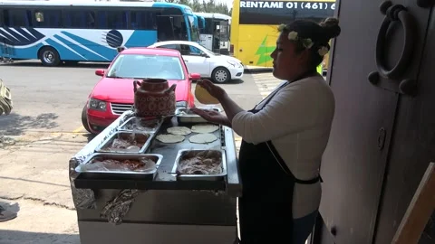 Two Clips Of Woman Making Handmade Corn Tortillas In Mexico City Stock Footage 154647717