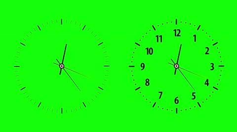 Two clock counting down 12 hours over 30 seconds. Time lapse. Green screen Stock Footage 49915422