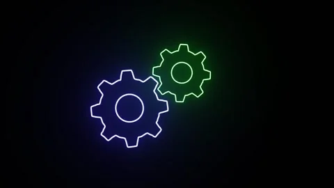 Two close Gear Rotation Green and blue color Stock Footage 319769122