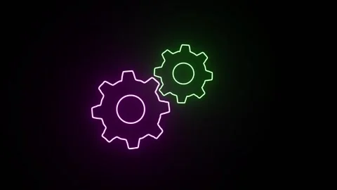 Two close Gear Rotation Magenta and Green color Stock Footage 319769092