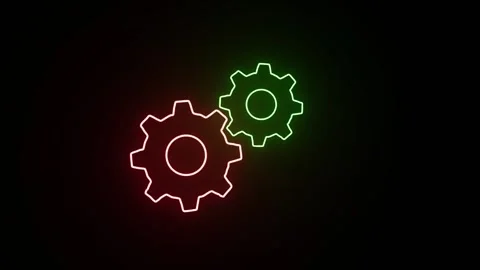 Two close Gear Rotation Red and Green color Stock Footage 319769146