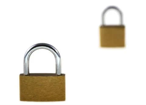 Two close locks on a white background Foto stock