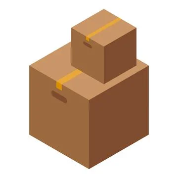 Two closed cardboard boxes ready for shipping with adhesive tape Stock Illustration