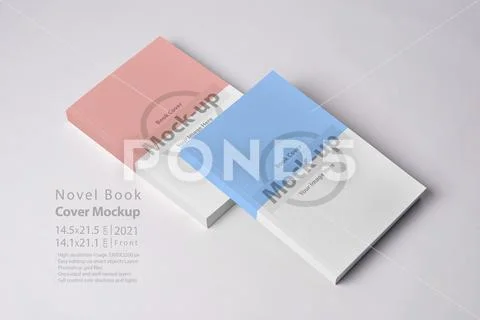 Two closed novel book with blank cover mock-up series PSDテンプレート