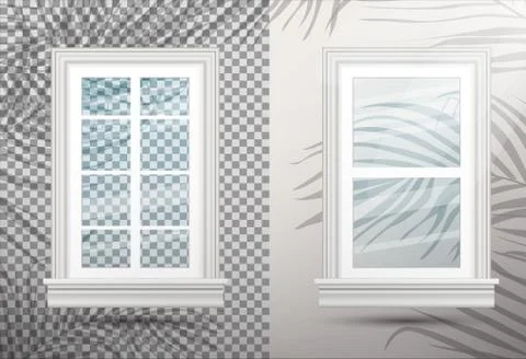 Two Closed Realistic Glass Windows with Shadows Overlay Effect. Stock Illustration