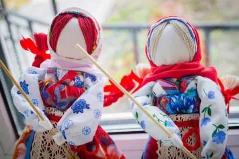 Two cloth dolls Stock Photos