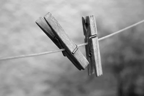Two clothes-pin on line Stock Photos