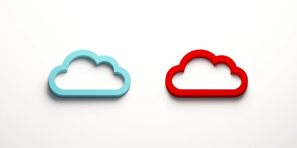Two Cloud Computing Logo. 3D Rendering Illustration Stock Illustration