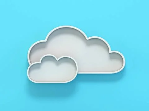 Two cloud signs 3D Two cloud signs 3D render illustration isolated on blue... Stockfoto's