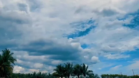 The two clouds above and below are traveling on different paths Stock Footage 229713052