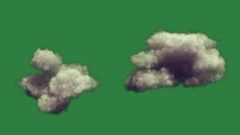 Two clouds on a and isolated on green screen background Stock Footage 336858636
