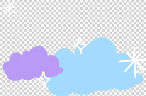 Two clouds are floating on transparent background in flat vector, highlighting Illustrazione stock