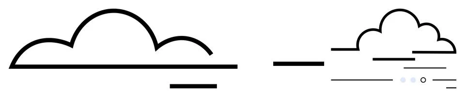 Two Clouds Connected by Multiple Lines Signifying Connection and Speed Illustrazione stock