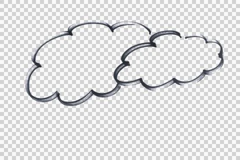 Two clouds drawn with black marker 스톡 일러스트