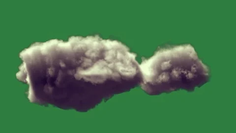 Two clouds floating in the air on a green screen and cloud is with some it 스톡 동영상 335696149