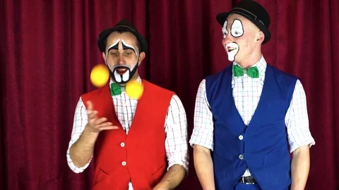 Two clowns are juggling Stock Footage 85017695