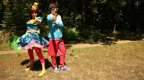 Two clowns Stock Footage