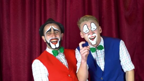 Two clowns laughing Stock-Footage 84646089