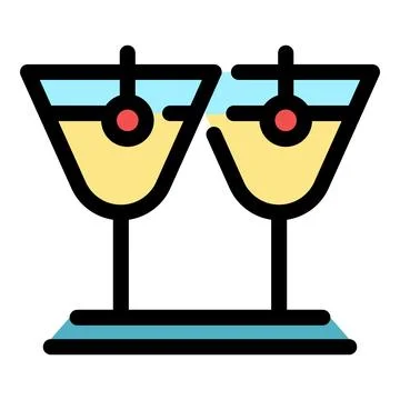 Two cocktail glasses standing on a table, celebrating with style Stock Illustration