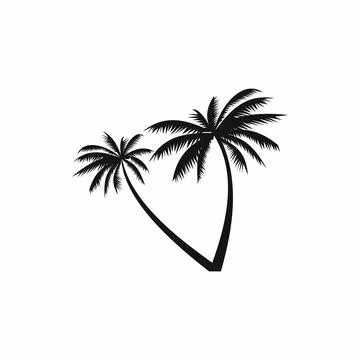 Two coconut palm trees icon, simple style Stock Illustration