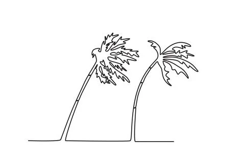 Two coconut trees were attacked by a storm Stock Illustration