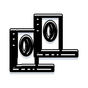 Two coffee beans on computer screen concept Stock Illustration