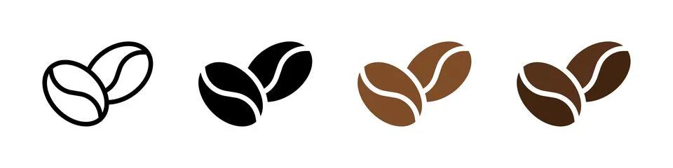 Two coffee beans icon set. Espresso vector illustration. Coffee shop logo. .. イラスト素材
