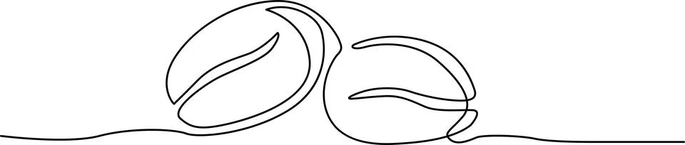 Two coffee beans in simple line art Vector Stock Illustration