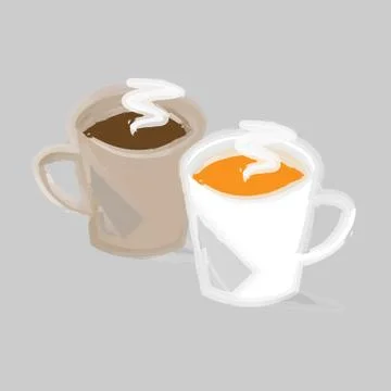 Two coffee cups brush effect Stock Illustration