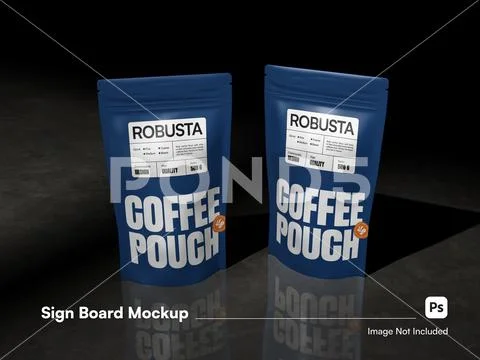 Two Coffee Pouch Packaging Mockup PSD Template