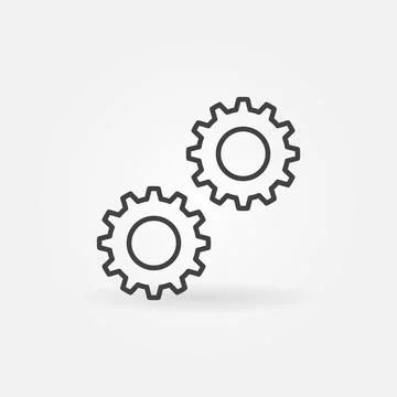 Two Cogs vector concept icon in outline style Stock Illustration