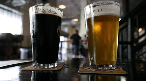 Two Cold Craft Beers Stock Footage 50412204