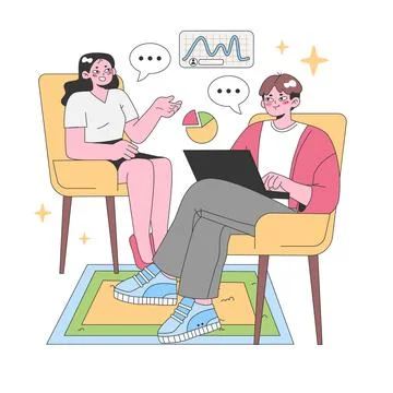 Two colleagues engaging. Flat vector illustration Stock Illustration